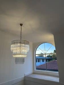 LED downlights and chandelier installation in Booker Bay residential home by Zapptech Electrical