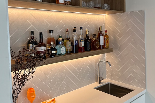 led lighting strip installation insdide bar room kitchen gables